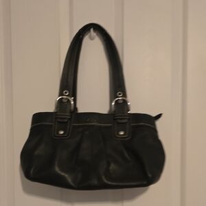 Elegant Black Leather Coach Handbag